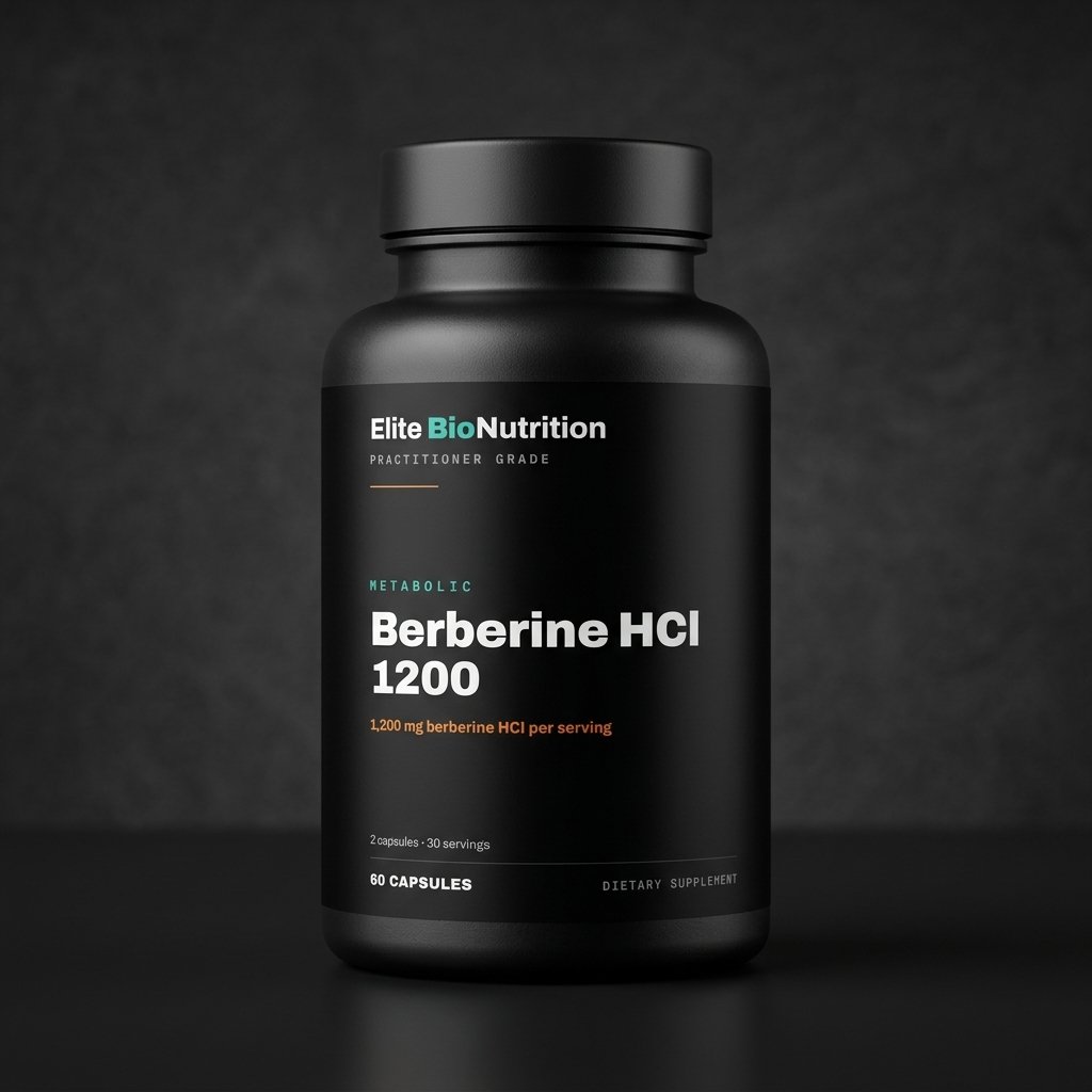 Elite BioNutrition Berberine HCl 1200 — 60 capsules, matte black bottle