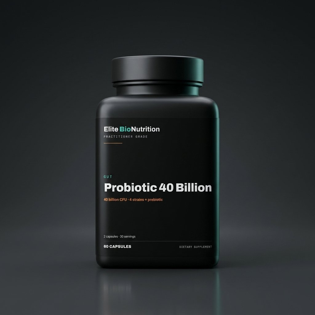 Elite BioNutrition Probiotic 40 Billion — 60 capsules, matte black bottle