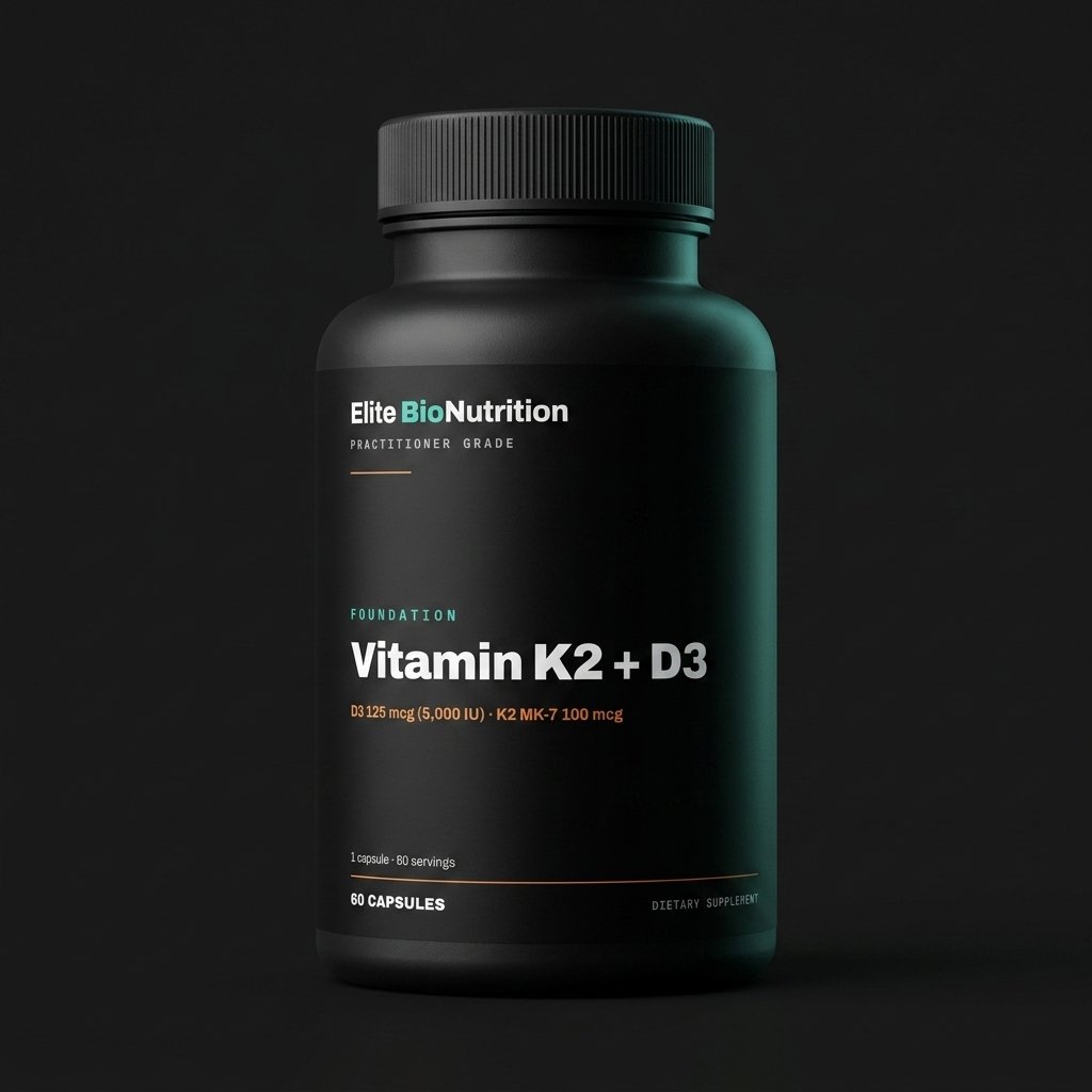Elite BioNutrition Vitamin K2 + D3 — 60 capsules, matte black bottle