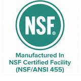 Manufactured in an NSF-certified facility (NSF/ANSI 455)